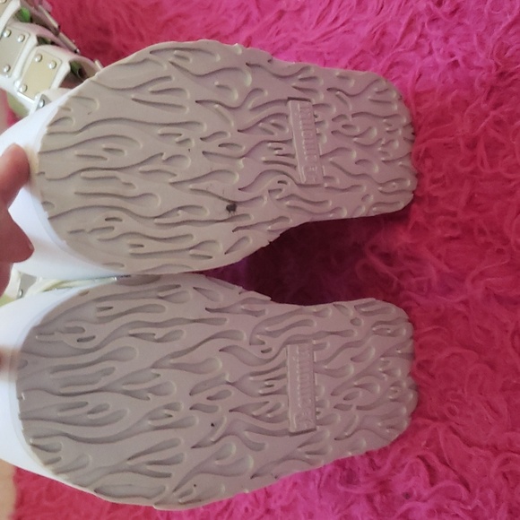 Vintage rare Demonia Swing 230 white with Green Sparkle Platform Boots Size 8 - Picture 3 of 12